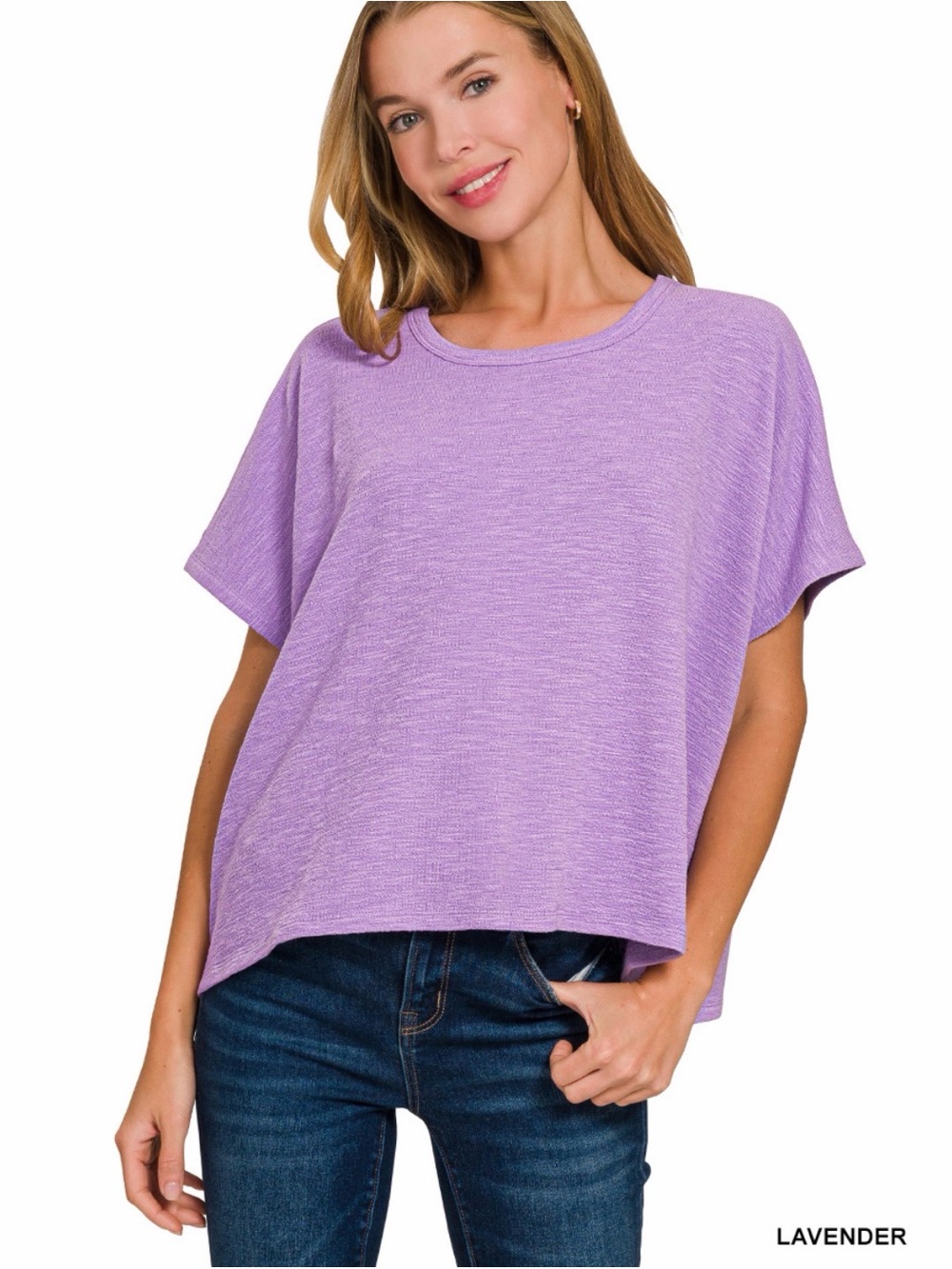 Zenana Lavender Relaxed Short-Sleeve Women’s Top